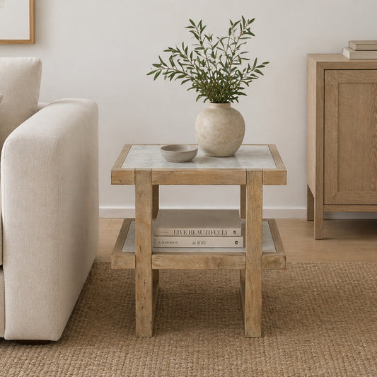 Willow Marble Inlay Side Table