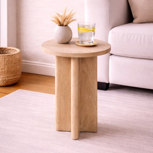 Nordic Round Oak Accent Table