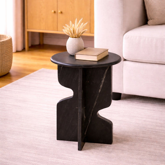 Noir Sculpted Accent Side Table