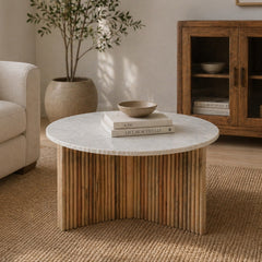 Coastal Fluted Marble Coffee Table