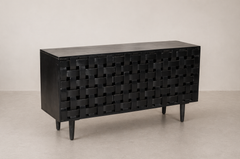 Woven Walnut Accent Sideboard Cabinet
