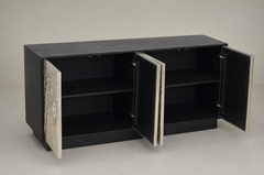 Textured Metallic Wave Sideboard with Black Frame & Contemporary Design