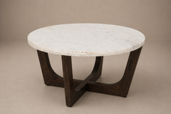 Round Marble Top Coffee Table Black Base