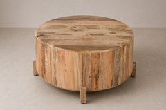 Rustic Round Drum Coffee Table