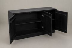 Black Sideboard with Radiating Gold Line Inlay & Sleek Contemporary Design