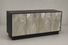 Textured Metallic Wave Sideboard with Black Frame & Contemporary Design