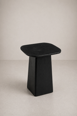 Minimalist Wooden Accent Table with Sculptural Pedestal Base