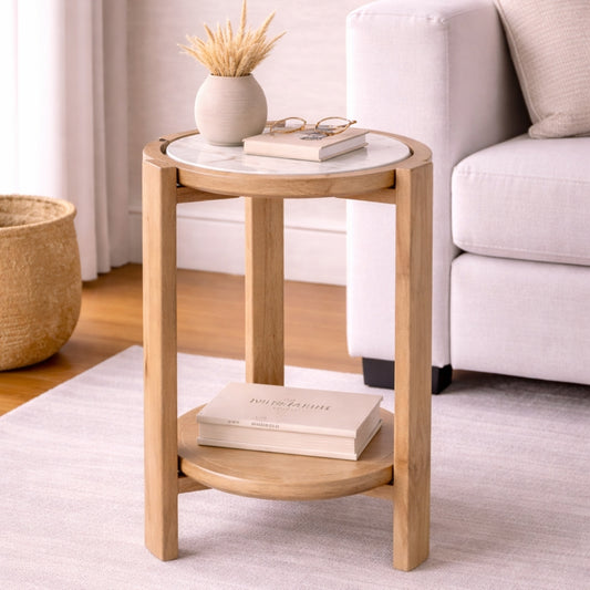 Elmwood Marble Accent Side Table