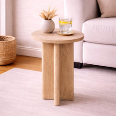 Nordic Round Oak Accent Table