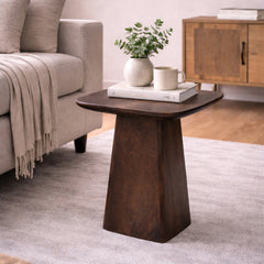Minimalist Wooden Accent Table with Sculptural Pedestal Base