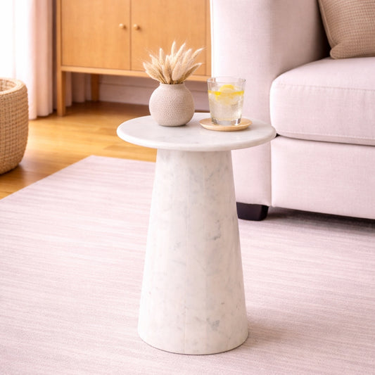Luna Marble Pedestal Side Table