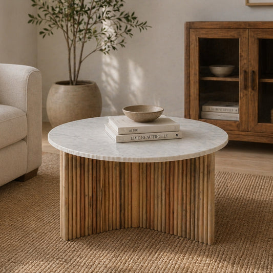 Coastal Fluted Marble Coffee Table