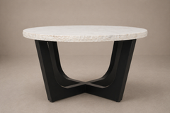 Round Marble Top Coffee Table Black Base