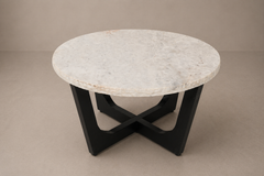 Round Marble Top Coffee Table Black Base