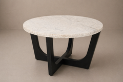 Round Marble Top Coffee Table Black Base