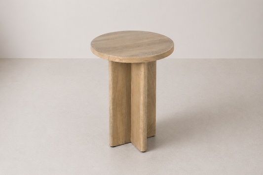 Nordic Round Oak Accent Table