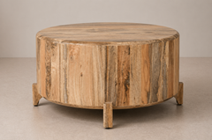 Rustic Round Drum Coffee Table
