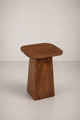 Minimalist Wooden Accent Table with Sculptural Pedestal Base