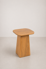 Minimalist Wooden Accent Table with Sculptural Pedestal Base